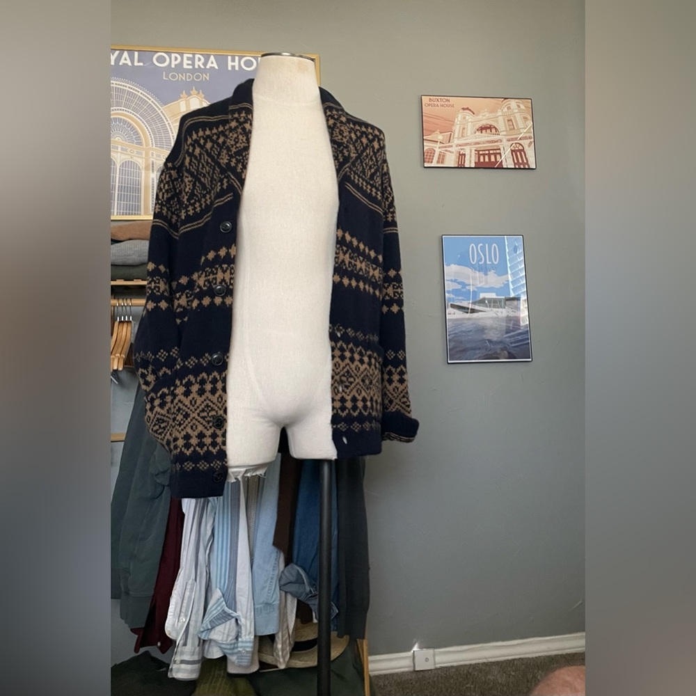 J. Crew Navy/Brown Holiday Cardigan
